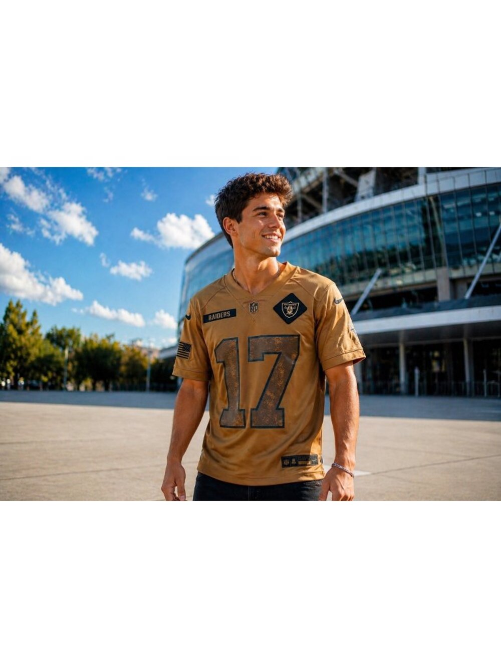 Nike Raiders Salute To Service Jersey #17 Gold Mens S Polyester FLAW